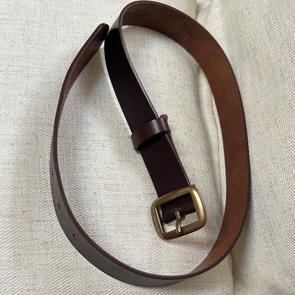 Made in Italy GAP Brown Leather Belt with Brass Buckle